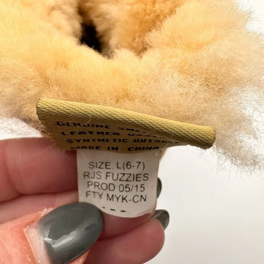 RJS Fuzzies Baby Sz: L 6-7 Sheepskin Leather Comfort Slip On booties boots